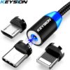 KEYSION LED Magnetic USB Cable Fast Charging Type C Cable for Android & IOS Magnet Charger Data Charge Micro USB Cable Mobile Phone Cable USB Cord