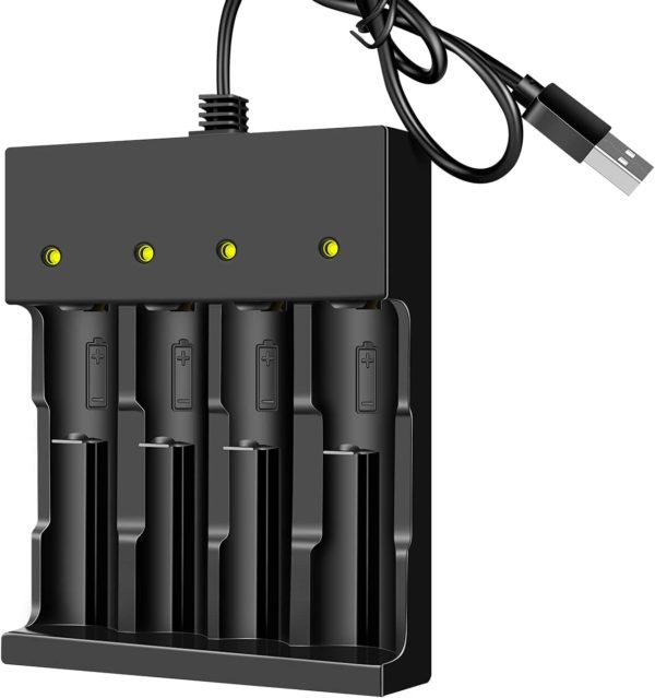 18650 USB Charger 3.7V Rechargeable 18650 Battery Charger 4 Bay Li-ion for Rechargeable Lithium Batteries 26650 21700 18650 10400 14500 16340 16650 18500