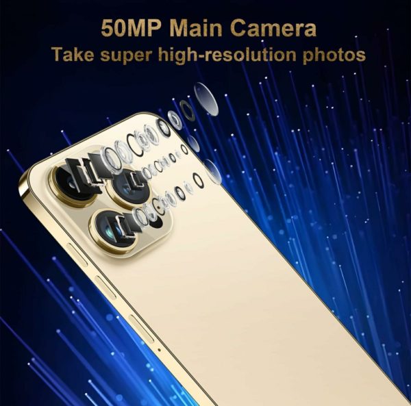 I15 PROMAX Unlocked Android Phone 8-core Android 13 Phone12GB+512GB cell phone 24MP+50MP Camera Pixels 6800mAh Battery for Extended Standby 6.7inch HD Screen Mobile Phone 5G Dual SIM (Gold) - Image 2