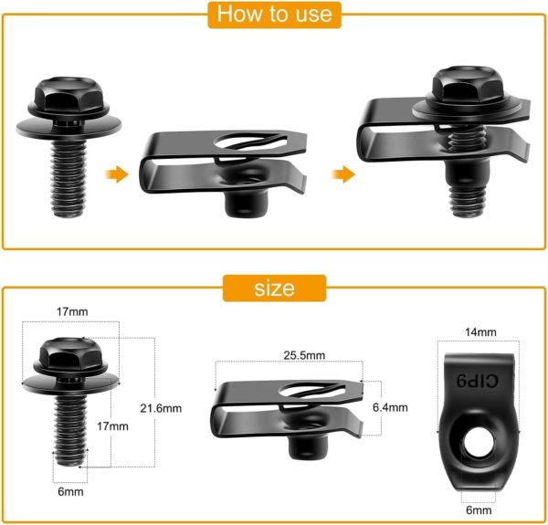 GOOACC GRC-70 35PCS Engine Under Cover Splash Shield Guard Body Bolts Bumper Fender Liner Push Retainer Fastener Rivet Clips , black - Image 5