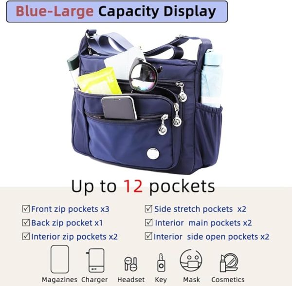 MINTEGRA Women Shoulder Handbag Roomy Multiple Pockets Bag Ladies Crossbody Purse Fashion Tote Top Handle Satchel Blue. - Image 4