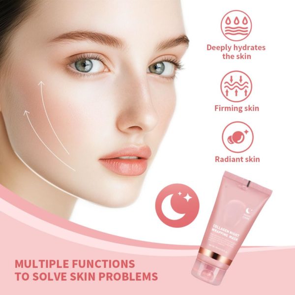 Collagen Overnight Wrapping Peel Off Facial Mask, Collagen Night Wrapping Mask, Hydrating Repairing and Anti-aging Skin Treatment - Image 5