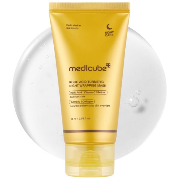Medicube Kojic Acid Turmeric Overnight Wrapping Peel Off Mask – Nourishes dull, uneven skin with hydrolyzed collagen for glowing skin and skin firmnes. Korean skincare, 2.53 fl. oz.