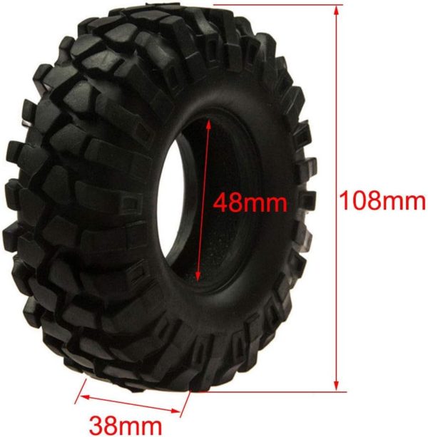 4pcs 1.9'' Beadlock Wheels Rims w/ 108mm Tires for 1/10 D90 SCX10 CC014pcs 1.9'' Beadlock Wheels Rims w/ 108mm Tires for 1/10 D90 SCX10 CC01 - Image 3