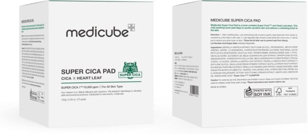 medicube Super CICA Pad – CICA x Heart Leaf – Vegan Certified – 70 Pads/Pack - Image 3