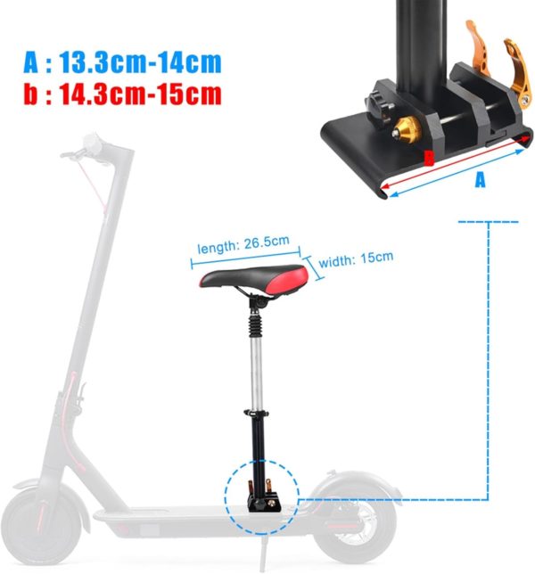 Scooter Seat for Adults with Aluminum Fixed Rod. For Electric Scooter – Compatible with Xiaomi M365 | Pro | Electric Scooters. Seat Color(Black)