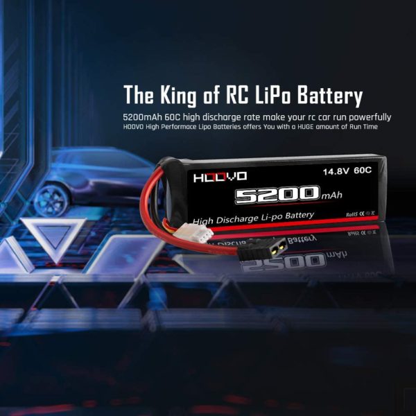 HOOVO 14.8V 5200mAh 60C 4S Lipo Battery with Connector for RC Helicopter RC Airplane Quadcopter Drone RC Boat - Image 2