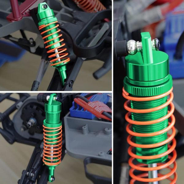 EPINON All Aluminum Front & Rear Shocks for 1/10 Traxxas Slash 2WD/4×4 Stampede Rustler Bandit Hoss Upgrade Parts RC Truck Replace Traxxas 5862 (4PCS Green) - Image 2