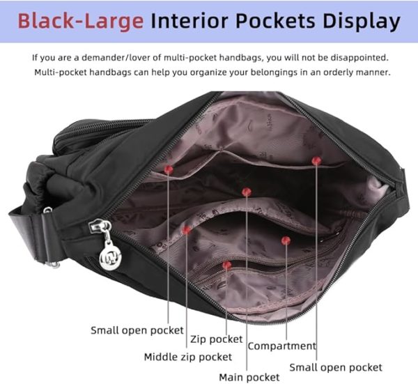 MINTEGRA Women Shoulder Handbag Roomy Multiple Pockets Bag Ladies Crossbody Purse Fashion Tote Top Handle Satchel Black.. - Image 3