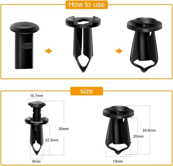 GOOACC GRC-70 35PCS Engine Under Cover Splash Shield Guard Body Bolts Bumper Fender Liner Push Retainer Fastener Rivet Clips , black - Image 4