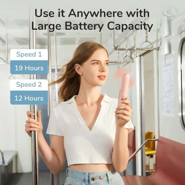 JISULIFE Handheld Mini Fan, 3 IN 1 USB Rechargeable Portable Fan [12-19 Working Hours] with Power Bank, Flashlight, Pocket Design for Travel/Summer/Concerts/Lash, Gifts for Women (Pink) - Image 4