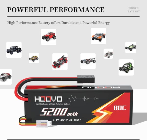 HOOVO 11.1V 80C 5200mAh 3S LiPo Battery with Traxxas Plug for RC Car RC Truck RC Boat