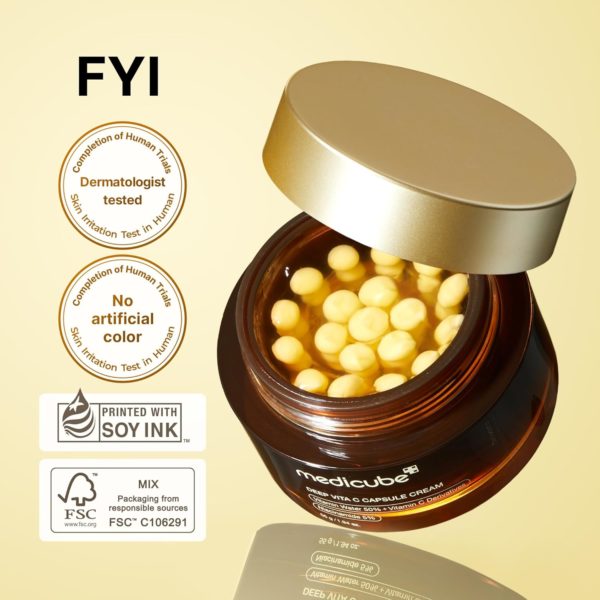 Medicube Deep Vitamin C Golden Capsule Face Moisturizer, 1.94 oz | Liposome Capsules For Wrinkles, Skin Radiance - Image 2