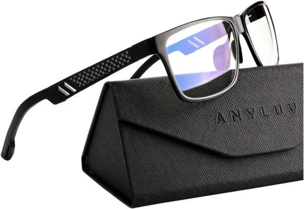 ANYLUV Blue Light Blocking Glasses Men Computer Gaming Glasses Rectangle Metal frame Anti Eyestrain UV400 Clear Lens - Image 2