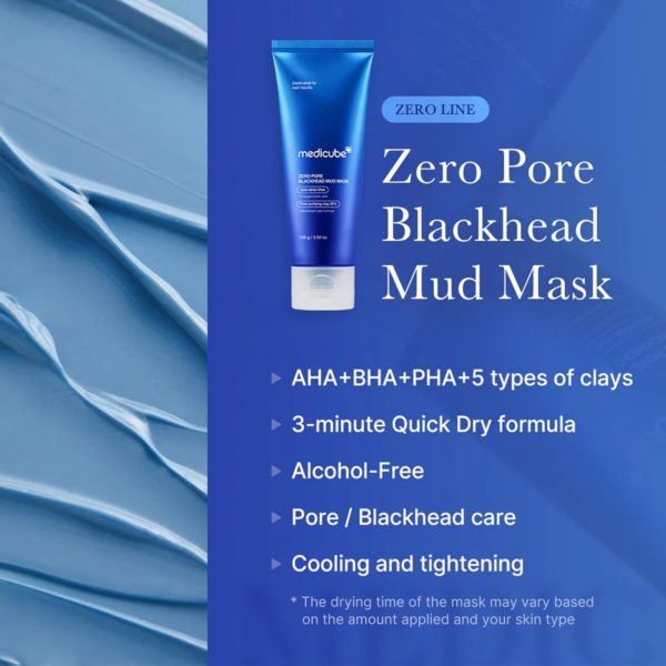 Medicube Zero Pore Blackhead Mud Facial Mask – Skin Cooling & Pore Tightening – 3 Minute Quick Dry Formula with AHA, BHA, PHA, and Pore-Purifying Clay – Korean Mud Mask 3.52 oz - Image 4