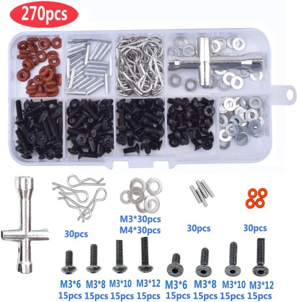 Globact Aluminum Alloy RC Car Repair Work Stand Hobby Tool Set 360 Degree Rotation Lift Or Lower and 270PCS RC Screws Kit Repair Tool Box for 1/8 1/10 1/12 1/16 1/18 RC Car Truck Buggy - Image 3