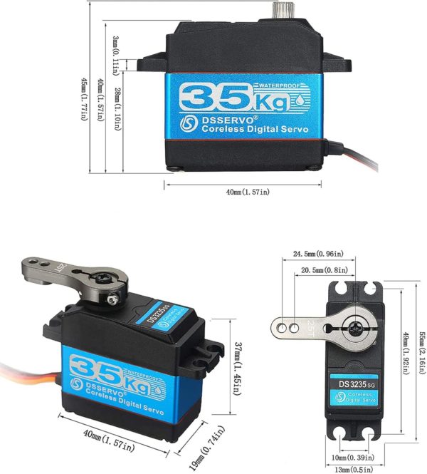 ZOSKAY 35kg high Torque Coreless Motor servo Metal Gear Digital and Stainless Steel Gear servo arduino servo for Robotic DIY,RC car (Control Angle 270°) - Image 4