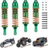 EPINON All Aluminum Front & Rear Shocks for 1/10 Traxxas Slash 2WD/4×4 Stampede Rustler Bandit Hoss Upgrade Parts RC Truck Replace Traxxas 5862 (4PCS Green)