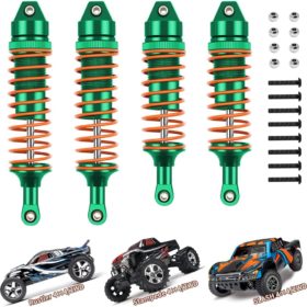 EPINON All Aluminum Front & Rear Shocks for 1/10 Traxxas Slash 2WD/4×4 Stampede Rustler Bandit Hoss Upgrade Parts RC Truck Replace Traxxas 5862 (4PCS Green)