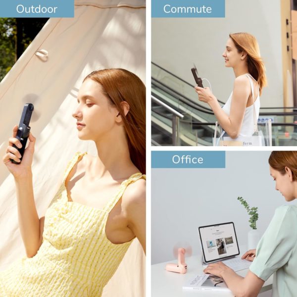 JISULIFE Handheld Mini Fan, 3 IN 1 USB Rechargeable Portable Fan [12-19 Working Hours] with Power Bank, Flashlight, Pocket Design for Travel/Summer/Concerts/Lash, Gifts for Women (Brown) - Image 5