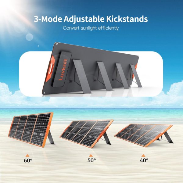 200W Portable Solar Panel for Power Station Generator, 18V Foldable Waterproof IP65 Solar Cell Charger with Adjustable Kickstand and MC-4 Cable for Laptop Outdoor Camping Boat Lawn - Image 5