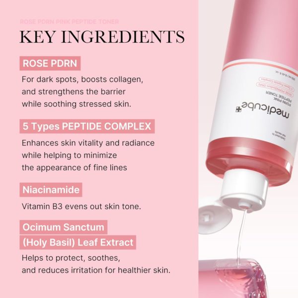 medicube PDRN Pink Peptide Toner I Pink Glow Toner for Skin Boosting, Soothing and Calming, Uneven Skin Tone, Rose PDRN & Peptide & Niacinamide, Korean Skin Care (250ml / 8.45 fl. oz.)Rose PDPN Watery (Vegan) - Image 3