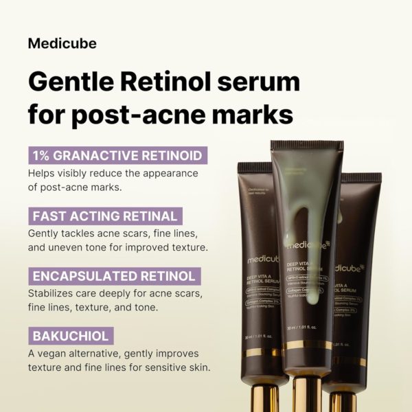 Medicube Deep Reviving Bakuchiol Retinol Facial Serum – Anti-Aging 4th Gen Retinol & Bakuchiol – Targets Fine Lines, Uneven Skin Tone, Blemish Scars – Korean Skin Care, Low Irritant, 1.01 oz - Image 3