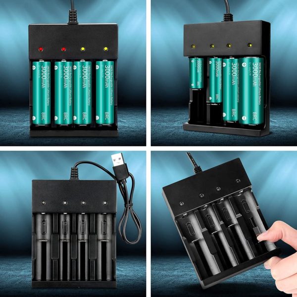 18650 USB Charger 3.7V Rechargeable 18650 Battery Charger 4 Bay Li-ion for Rechargeable Lithium Batteries 26650 21700 18650 10400 14500 16340 16650 18500 - Image 4