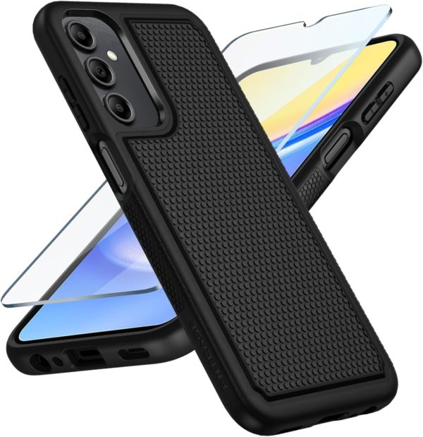 for Samsung Galaxy A15-5G Case: Dual Layer Protective Heavy Duty Cell Phone Cover Shockproof Rugged with Non Slip Textured Back – Military Protection Bumper Tough – 2024, 6.5inch
