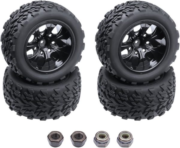 4PCS HobbyPark 12mm Hub Wheels and Tires Set 1:10 Off Road RC Car Monster Truck Tyre Foam Inserts - Image 2