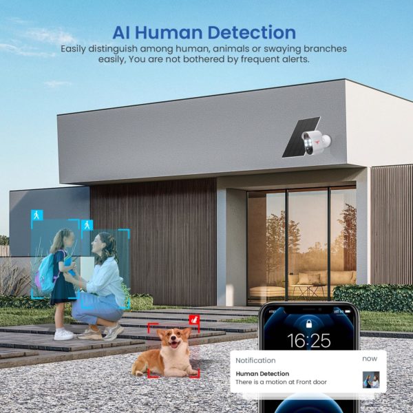 Solar Security Cameras Wireless Outdoor, 1080P Battery Power WiFi Surveillance, Indoor Home Camera with Smart AI Human Detection. - Image 3