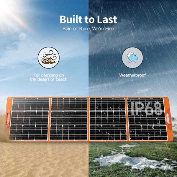 200W Portable Solar Panel for Power Station Generator, 18V Foldable Waterproof IP65 Solar Cell Charger with Adjustable Kickstand and MC-4 Cable for Laptop Outdoor Camping Boat Lawn - Image 3