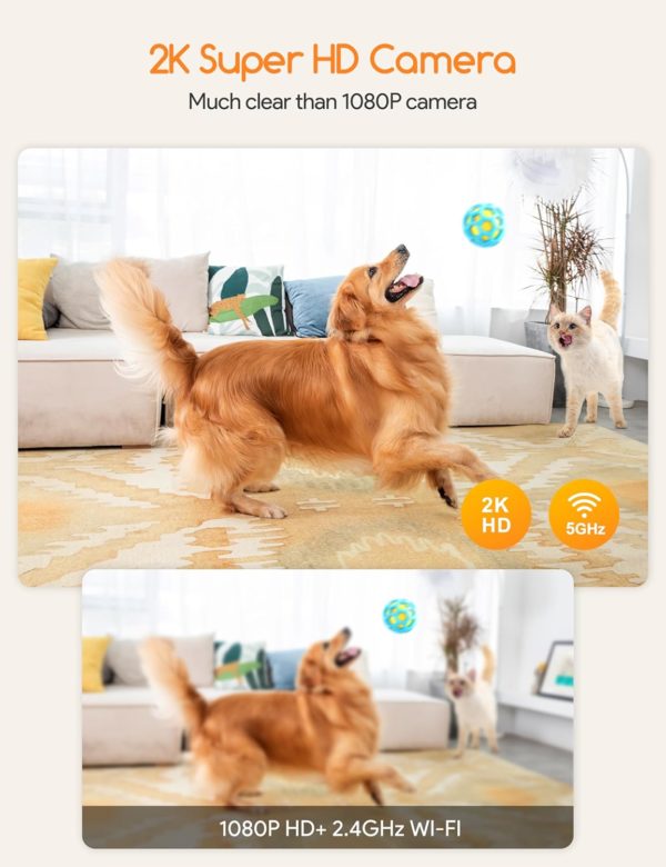 WiFi Dog Camera with Treat Dispenser, Dispenser, 360° View Pet Security Camera with Phone App, 2-Way Audio, AI Auto Tracking. - Image 5