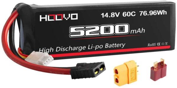 HOOVO 14.8V 5200mAh 60C 4S Lipo Battery with Connector for RC Helicopter RC Airplane Quadcopter Drone RC Boat