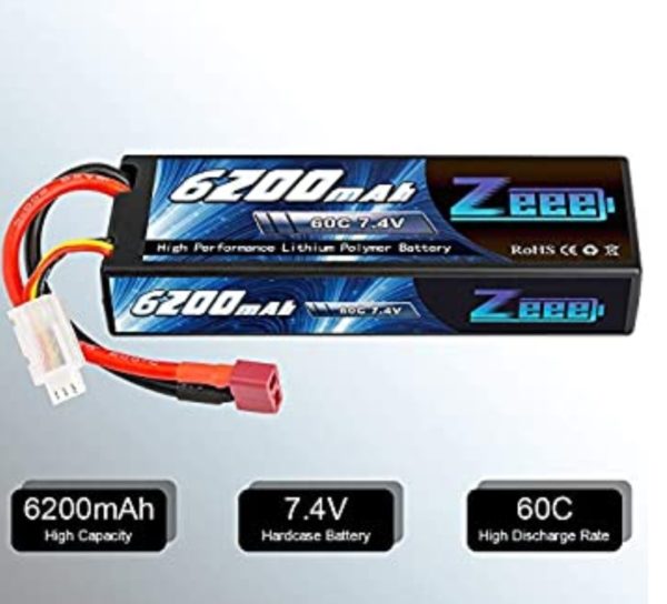 Zeee 7.4V 60C 6200mAh 2S RC Lipo Battery Hardcase with Deans Connector for RC Vehicles Car Truck Truggy Boat(1 Pack) - Image 5