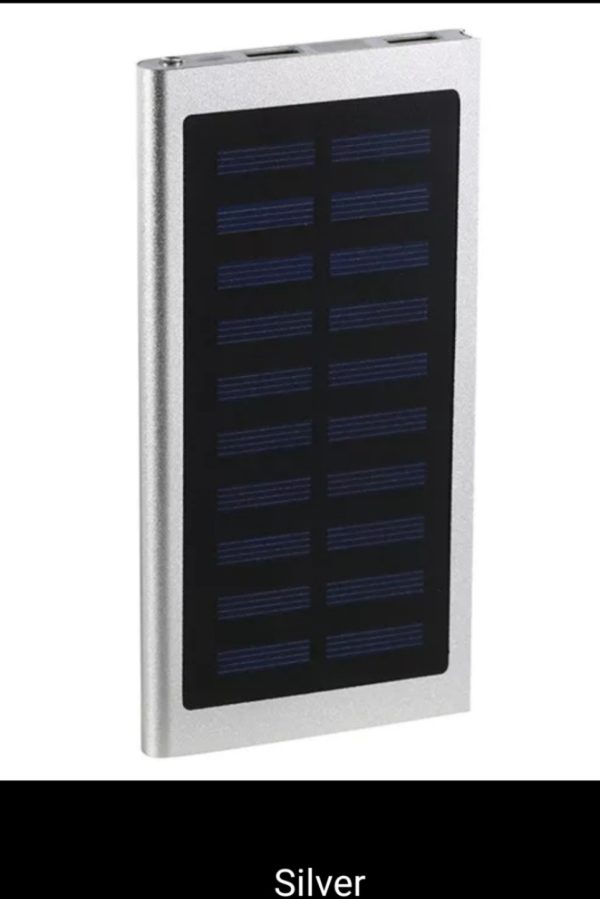 Silver Solar Power Bank 50000mah External Battery 2 USB LED Power bank Portable Mobile phone Solar Charger..