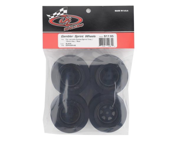 DE Racing Gambler Rear Sprint Wheels (AE/TLR) (Black) w/12mm Hex