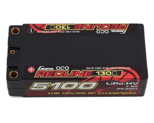 Gens Ace Redline 2s Shorty LiHV LiPo Battery 130C w/5mm Bullets (7.6V/5100mAh) - Image 3