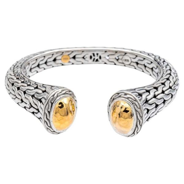 John Hardy classic Palu hammered 22k gold and silver medium cuff bracelet..