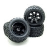 jiuwu 12mm Hub Wheel Rim and Tires 1:10 Off-Road RC Car Buggy Tyre with Foam Inserts Black Pack of 4