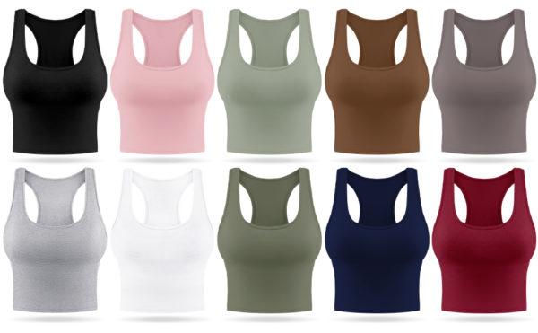 Women’s Crop Tops Cotton Basic Tank Tops Racerback Sleeveless Sports Workout Crop Tank Tops